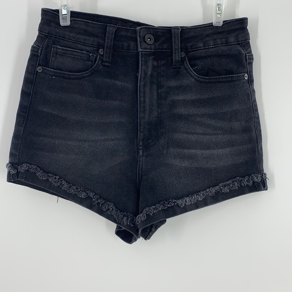 Kendall and Kylie the drifter high rise black Jean shorts Raw Hem Cuff 5/27 - Picture 1 of 4